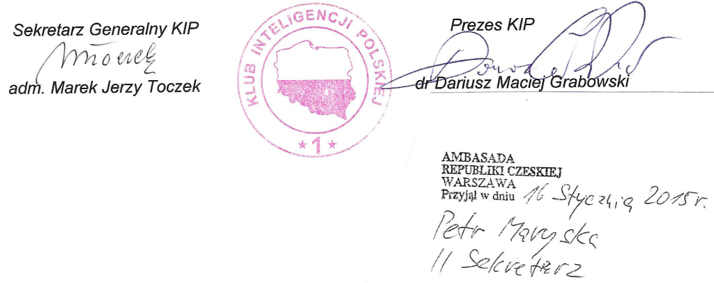 List do Prezydenta Czech - podpisy